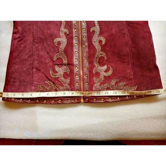 LINEA by LOUIS DELL'OLIO Maroon Suede With Genuine Leather Trim Coat. Size: XS - Picture 6 of 8